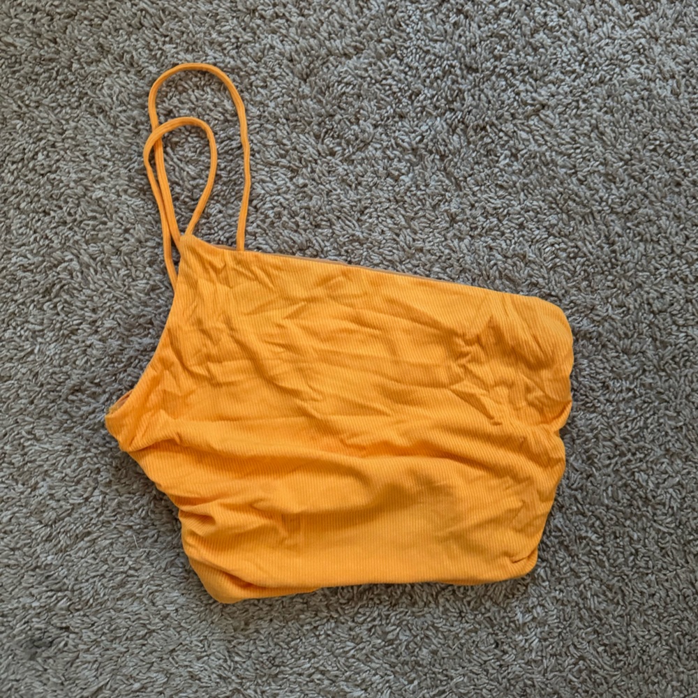 Princess Polly Orange Ribbed Crop Top